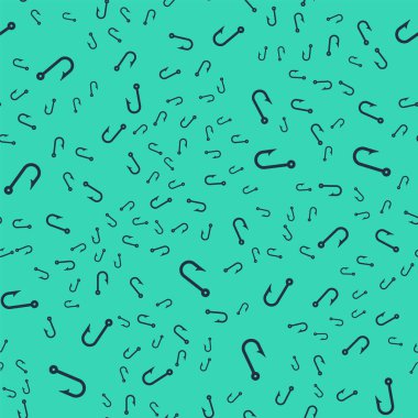 Kara Balıkçı kancası ikonu yeşil arka planda izole edilmiş pürüzsüz desen. Balık oltası. Vektör