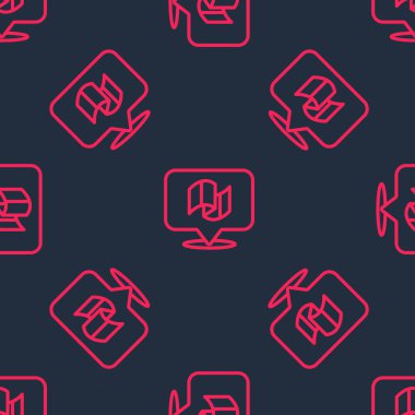 Kırmızı çizgi bayrak İtalya simgesi siyah arkaplanda kusursuz desen izole etti. Vektör