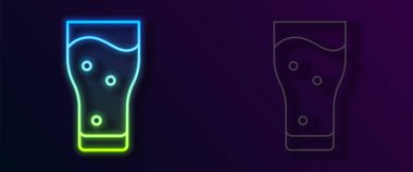 Parlayan neon çizgisi. Siyah arka planda izole edilmiş bira ikonu. Vektör