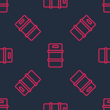 Kırmızı çizgi metal bira fıçısı ikonu siyah arkaplanda izole edilmiş. Vektör