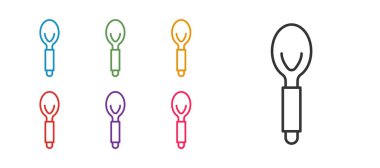 Kaşık simgesini beyaz arkaplanda izole et. Mutfak aletleri. Çatal bıçak seti. Simgeleri renklendirin. Vektör