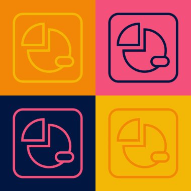 Pop Art Line Pie grafik bilgi simgesi renk arkaplanında izole edildi. Diyagram çizelgesi. Vektör