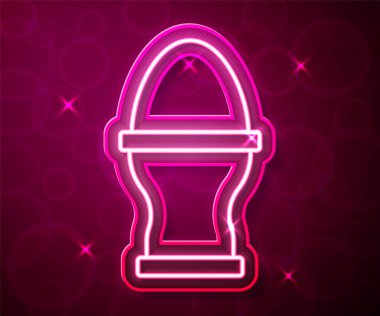 Kırmızı arkaplanda izole edilmiş bir simgede parlayan neon hattı Tavuk yumurtası. Vektör