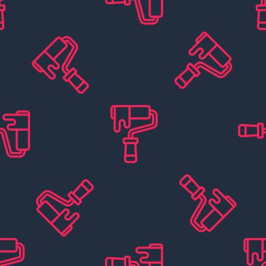 Kırmızı çizgi boyalı fırça ikonu siyah arkaplanda izole edilmiş pürüzsüz desen. Vektör