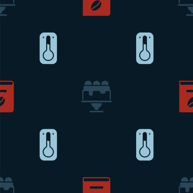 Kahve kitabını, keki ve termometreyi pürüzsüz kalıba göre ayarla. Vektör