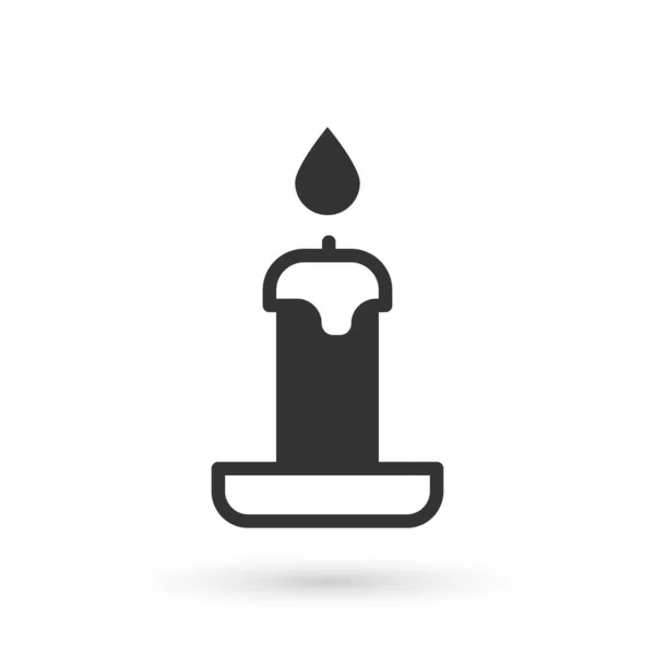 Vela Gris Ardiente Icono Del Candelero Aislado Sobre Fondo Blanco — Archivo Imágenes Vectoriales