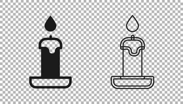 Schwarze Brennende Kerze Kerzenständer Symbol Isoliert Auf Transparentem Hintergrund Zylindrischer — Stockvektor