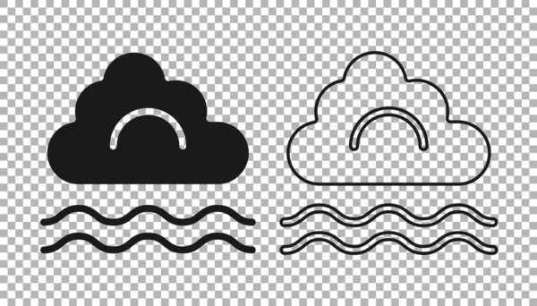 Μαύρη Ομίχλη Και Εικονίδιο Σύννεφο Απομονώνονται Διαφανές Φόντο Διάνυσμα — Διανυσματικό Αρχείο