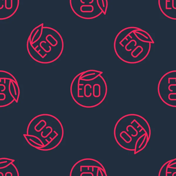 Línea Roja Banner Etiqueta Etiqueta Logotipo Para Eco Verde Alimentos — Archivo Imágenes Vectoriales