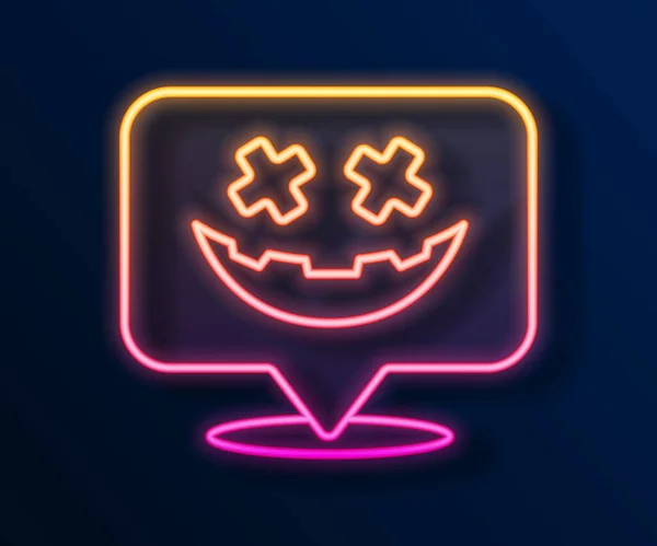 Žhnoucí Neon Linka Happy Halloween Sváteční Ikona Izolované Černém Pozadí — Stockový vektor