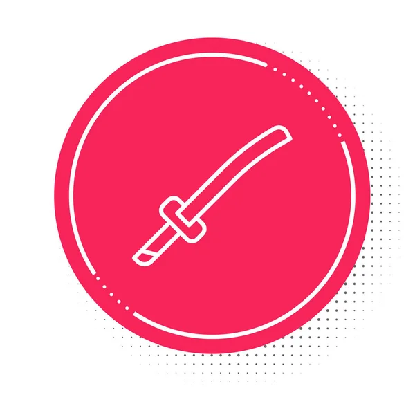 Línea Blanca Icono Tradicional Japonés Katana Aislado Sobre Fondo Blanco — Vector de stock