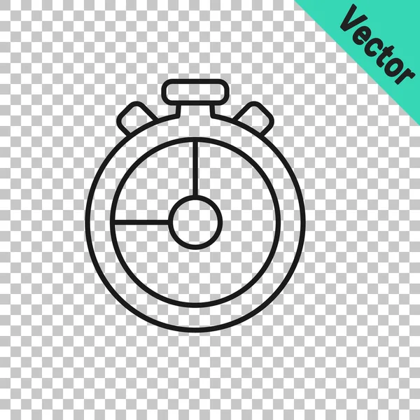 Black Line Stopwatch Icon Isolated Transparent Background Time Timer Sign — Stock Vector