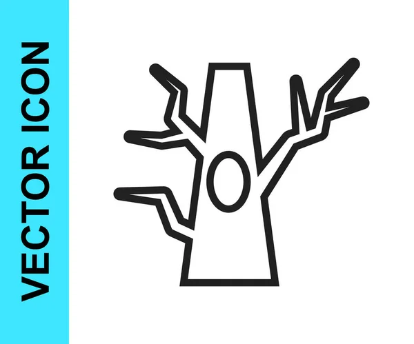 Schwarze Linie Bare Tree Icon Isoliert Auf Weißem Hintergrund Vektor — Stockvektor