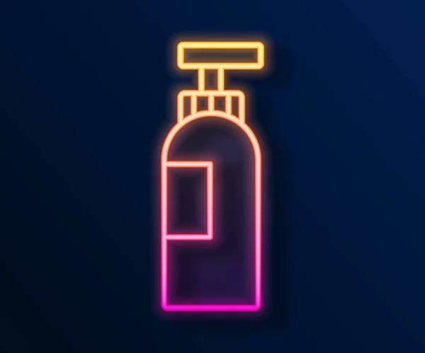 Glowing Neon Line Bottle Shampoo Icon Isolated Black Background Vektor - Stok Vektor