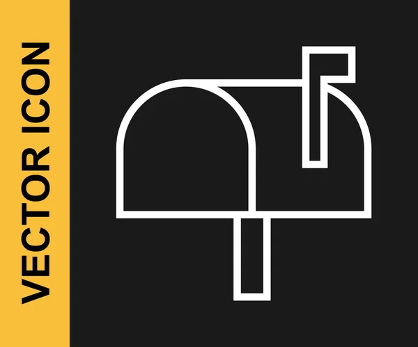Иконка Белого Почтового Ящика Изолирована Черном Фоне Значок Почтового Ящика — стоковый вектор