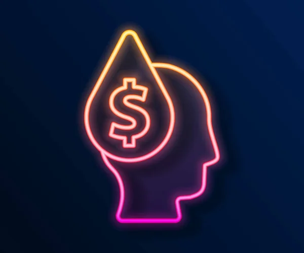 Glowing Neon Line Oil Drop Dollar Symbol Icon Isolated Black — Wektor stockowy
