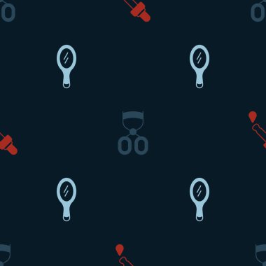 Pipette 'i yağlı, kirpik bigudili ve el aynalı kusursuz desenli ayarla. Vektör