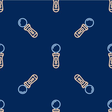 Satır VR denetleyici oyun simgesi mavi arkaplanda izole edilmiş pürüzsüz desen. Sanal gerçeklik deneyimi, mevcudiyet hissi, konum takip teknolojisi cihazı. Vektör