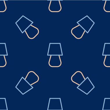 Çizgi masa lambası simgesi mavi arkaplanda izole edilmiş kusursuz desen. Vektör