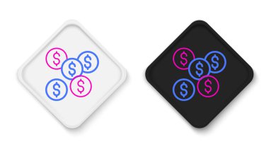 Beyaz arkaplanda çizgi dolar sembolü simgesi izole edildi. Nakit ve para, servet, ödeme sembolü. Kumarhane kumarı. Renkli taslak konsepti. Vektör