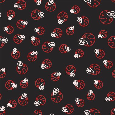 Dolar sembolü simgesi olan çizgi yağı düşüşü siyah arkaplanda izole edilmiş. Petrol fiyatı. Petrol ve petrol endüstrisi. Vektör