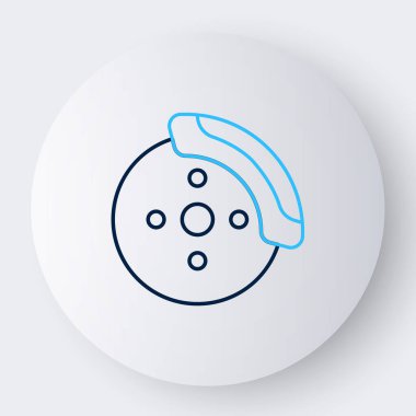 Caliper simgesi beyaz arkaplanda izole edilmiş Line Car fren diski. Renkli taslak konsepti. Vektör