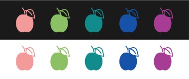 Erik meyvesi simgesini siyah beyaz arkaplanda izole et. Vektör