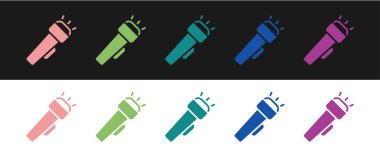 El feneri simgesini siyah ve beyaz arkaplanda izole et. Vektör