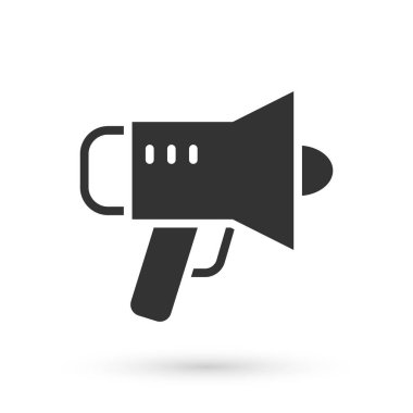 Gri Megafon simgesi beyaz arkaplanda izole edildi. Sözcü işareti. Vektör