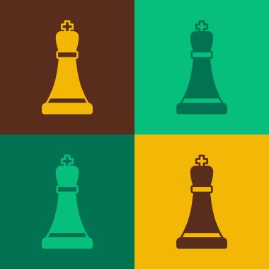 Pop Art Chess simgesi renk arkaplanında izole edildi. İş stratejisi. Oyun, yönetim, finans. Vektör