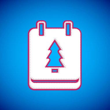 Mavi arkaplanda beyaz Noel takvimi simgesi izole edildi. Olay hatırlatma sembolü. Mutlu Noeller ve mutlu yıllar. Vektör