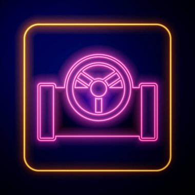 Siyah arka planda izole edilmiş kapakçık simgesi olan parlak neon yağı borusu. Vektör