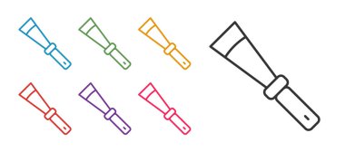 Açık bıçak simgesini beyaz arkaplanda izole et. Arı yetiştiricisinin aleti. Simgeleri renklendirin. Vektör