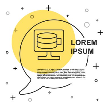Siyah çizgi Bulut veritabanı simgesi beyaz arkaplanda izole edildi. Bulut hesaplama konsepti. Veri aktarımlı dijital servis ya da uygulama. Rastgele dinamik şekiller. Vektör