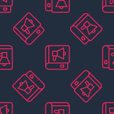 Kırmızı çizgi Kitap simgesi siyah arkaplanda izole edilmiş. Vektör