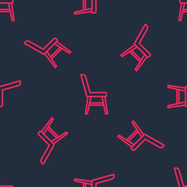 Kırmızı çizgi sandalye ikonu siyah arkaplanda kusursuz desen izole etti. Vektör