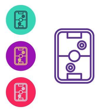 Hava hokey masası simgesi beyaz arkaplanda izole edildi. Simgeleri renklendirin. Vektör