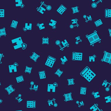 Teslimat güvenliğini kalkan, konteyner, karton kutu ve hesap makinesiyle kusursuz bir şekilde ayarlayın. Vektör