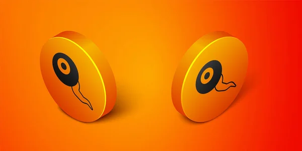 Isometric Eye Ikon Terisolasi Pada Latar Belakang Oranye Selamat Pesta - Stok Vektor