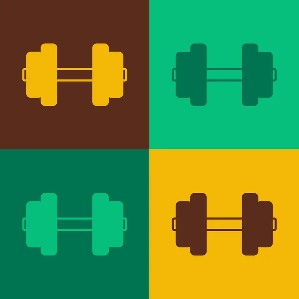 Pop Art Dumbbell Icon Isolated Color Background Muscle Lifting Fitness — Stock Vector