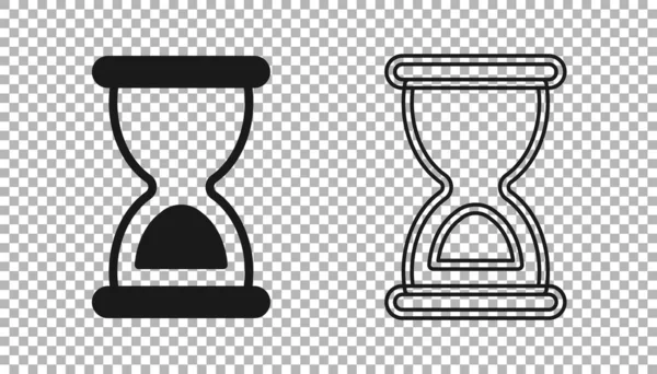 Чорний Старий Пісочний Годинник Пісочним Значком Ізольований Прозорому Фоні Знак — стоковий вектор