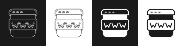 Setzen Sie Das Browserfenster Symbol Isoliert Auf Schwarzem Und Weißem — Stockvektor
