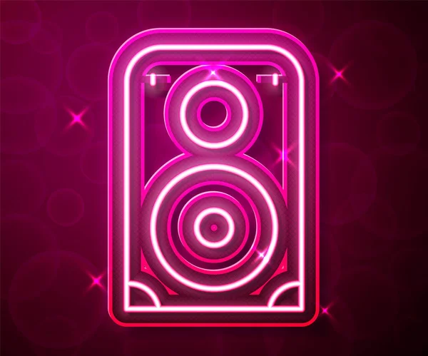 Leuchtendes Neon Line Stereo Lautsprechersymbol Isoliert Auf Rotem Hintergrund Soundsystem — Stockvektor