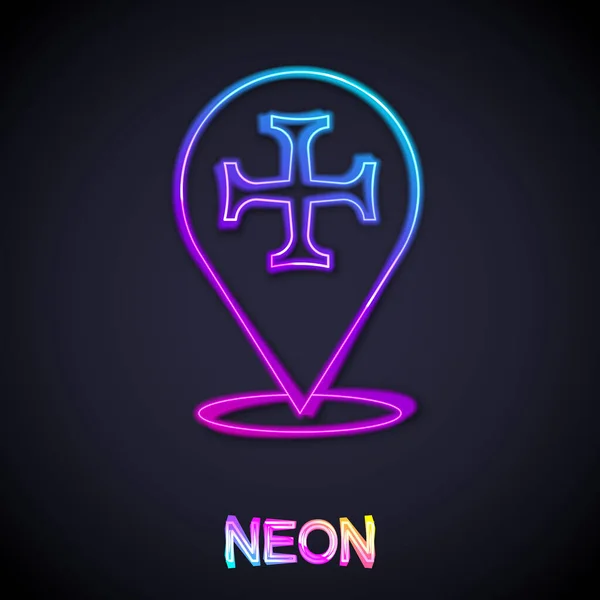 Gloeiende Neon Lijn Kruistocht Pictogram Geïsoleerd Zwarte Achtergrond Vector — Stockvector