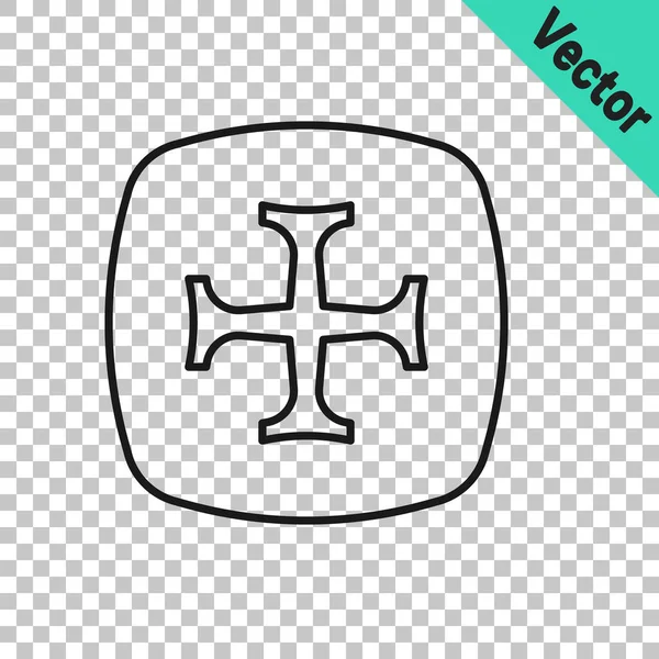 Черная Линия Крестовый Поход Значок Изолирован Прозрачном Фоне Вектор — стоковый вектор