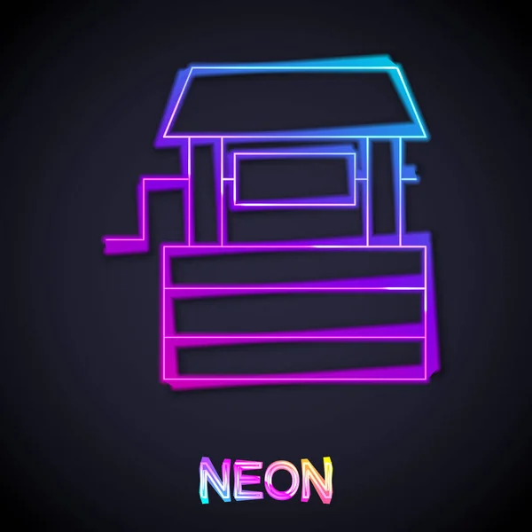 Glödande Neon Line Väl Ikon Isolerad Svart Bakgrund Vektor — Stock vektor