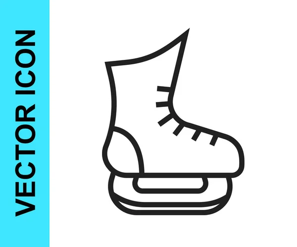 黒の線白の背景に分離スケートアイコン アイススケートシューズアイコン ブレード付きのスポーツブーツ ベクトル — ストックベクタ