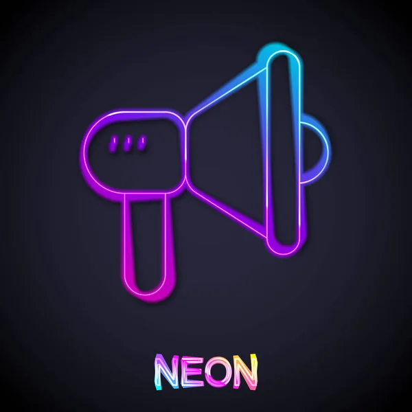 Zářící Neonová Čára Ikona Megafonu Izolovaná Černém Pozadí Mluvčí Vektor — Stockový vektor