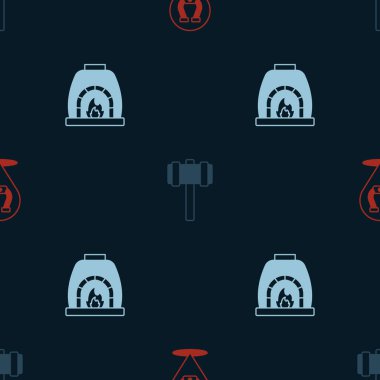 At nalı, Balyoz ve Demirci fırınını kusursuz desene ayarlayın. Vektör