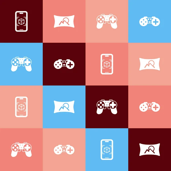 Conjunto Arte Pop Modelado Imagen Gran Angular Gamepad Icono Vector — Archivo Imágenes Vectoriales